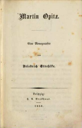 Martin Opitz : Eine Monographie