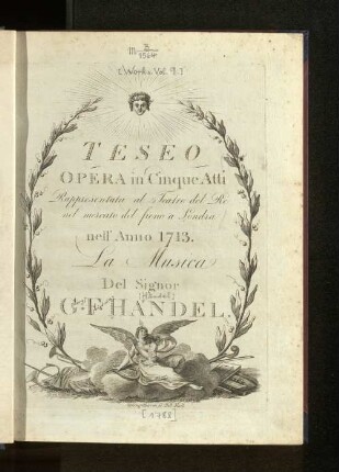 30/34: Teseo : Opera in Cinque Atti. Rappresentata al Teatro del Re nel mercato del sieno a Londra nell'Anno 1713