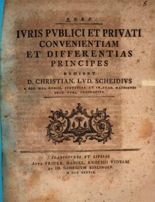 Iuris publici et privati convenientiam et differentias principes