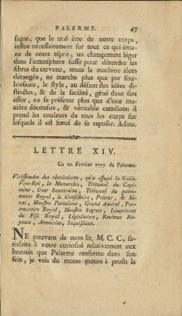 Lettre XIV. Vicissitudes De La Sicile