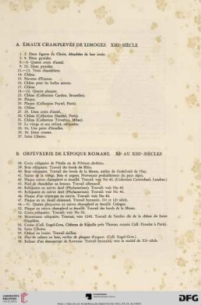 A. Émaux champlevés de Limoges. XIIIe siècle (No. 1 - 37)