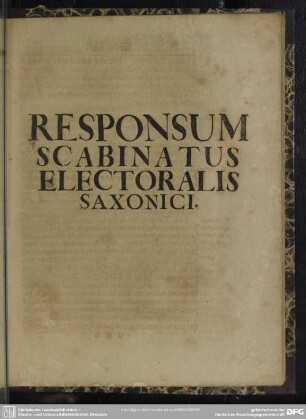 Responsum Scabinatus Electoralis Saxonici