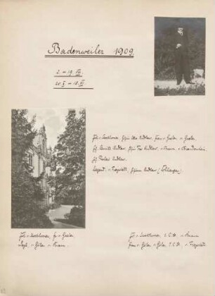 oben: Hans von Braun im Garten des Großherzogliches Palais in Badenweiler unten: Großherzogliches Palais in Badenweiler