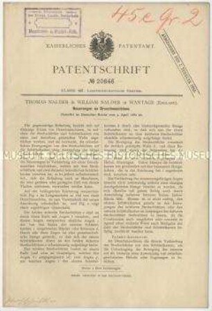 Patentschrift über Neuerungen an Dreschmaschinen, Patent-Nr. 20646