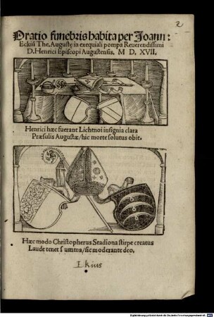 Oratio funebris ... in exequiali pompa Henrici ... ep. Augustens.