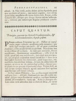 Caput Quartum. Principia, quorum ope Articuli Fundamentales, & non-Fundamentales, dignosci possunt