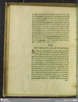 XIII. Breviarium librorum de inventione