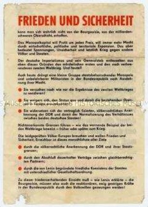 Kommunistisches Propagandaflugblatt für die Bevölkerung der Grenzgebietes der Bundesrepublik mit antiimperialistischer Polemik