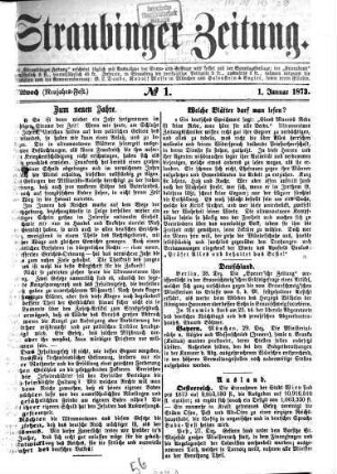 Straubinger Zeitung. 1873,1/6, 1873,1/6