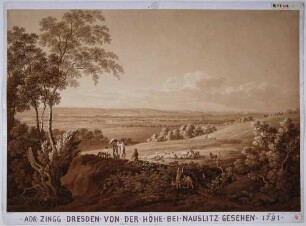 Ansicht von Dresden und dem Elbtal oberhalb von Naußlitz (bei Dresden)