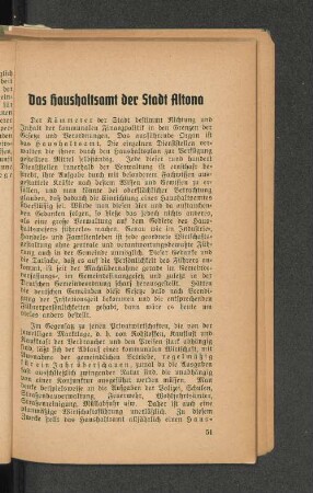 Das Haushaltsamt der Stadt Altona