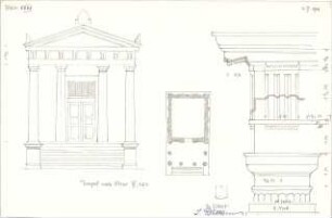 Eckert, Georg; München; Studienarbeiten - Tempel nach Vitruv IV (Grundriss, Ansicht,Schnitt)