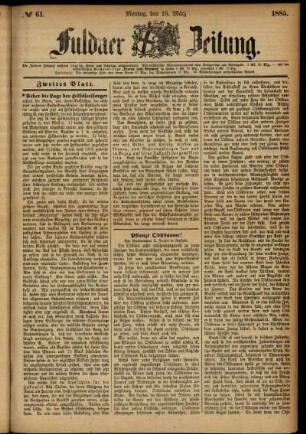 Ausgabe vom Montag, den 16. März 1885.
