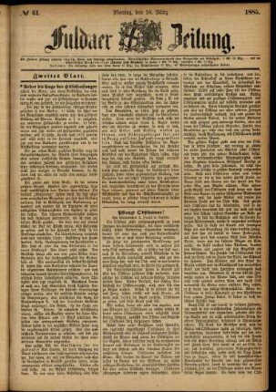 Ausgabe vom Montag, den 16. März 1885.