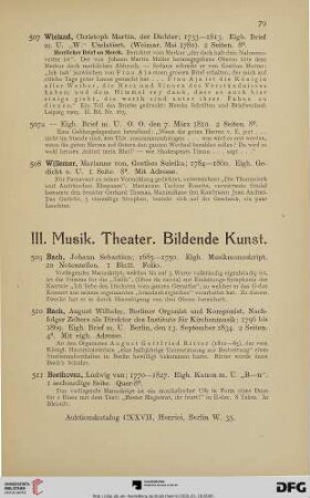 III. Musik. Theater. Bildende Kunst (Nr. 509-612)
