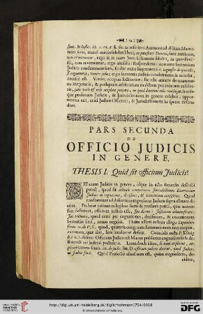 Pars secunda de Officio Judicis in genere