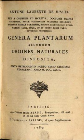 Genera plantarum secundum ordines naturales disposita