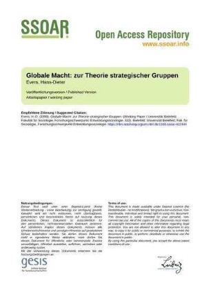 Globale Macht: zur Theorie strategischer Gruppen