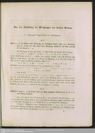 Von der Auflösung der Gleichungen des dritten Grades