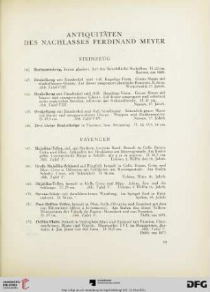 Antiquitäten des Nachlasses Ferdinand Meyer (Nr. 142-564)