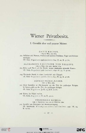 Gemälde alter und neuerer Meister (Nr. 702-715)