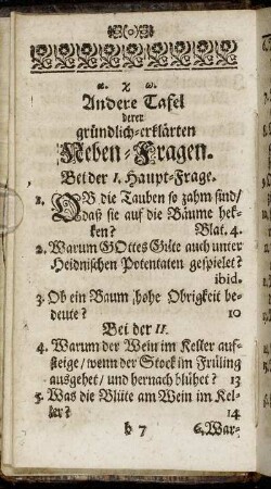Andere Tafel derer gründlich-erklärten Neben-Fragen.
