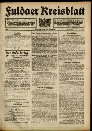 Ausgabe vom Montag, den 21. Januar 1918.