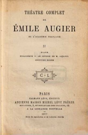 Théâtre complet de Émile Augier, II