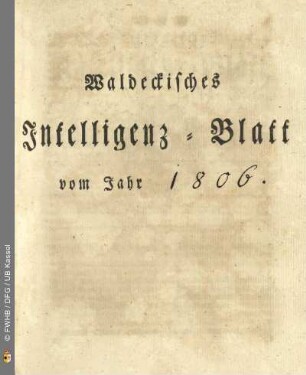 1806: Waldeckisches Intelligenzblatt