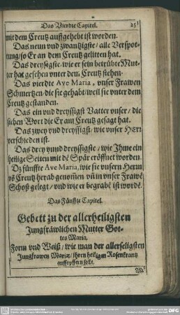 Das Fünffte Capitel. Gebett zu der allerheiligsten Jungfräwlichen Mutter Gottes Maria