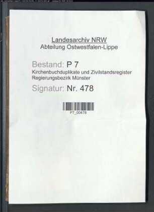 Zivilstandsregister von Borken (G 1813). (Gemeinde: Borken, Kreis Borken)
