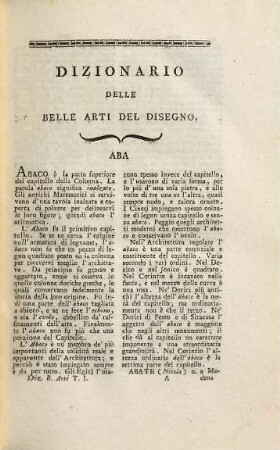 Dizionario delle belle arti del disegno estratto in gran parte enciclopedia metodica, 1