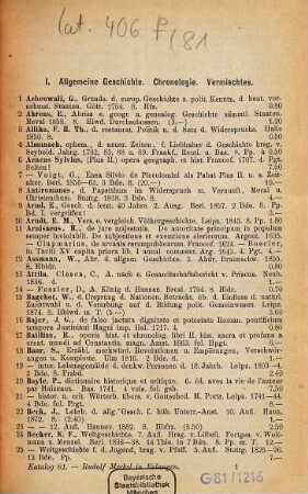 Antiquarischer Katalog, 81. Geschichte und Hilfswissenschaften