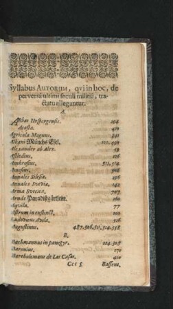 Syllabus Autorum, qui in hoc, de perversa ultimi seculi militia, tractatu allegantur