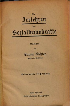 Die Irrlehren der Sozialdemokratie