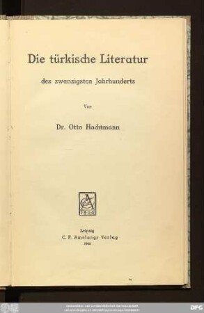 Die türkische Literatur des zwanzigsten Jahrhunderts