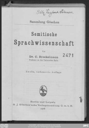 Semitische Sprachwissenschaft