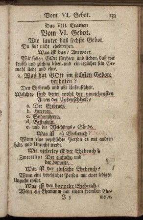 Das VIII. Examen. Vom VI. Gebot