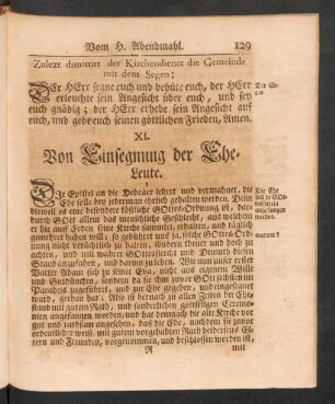 XI. Von Einsegnung der Ehe-Leute.
