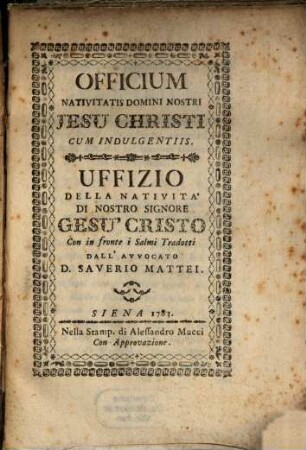 Officium Nativitatis Domini Nostri Jesu Christi