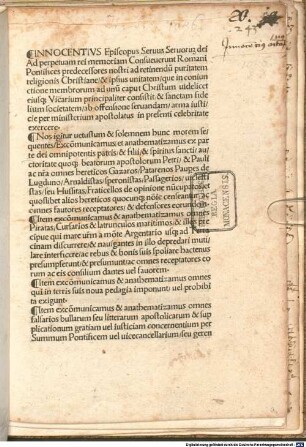 Bulla 'Consueverunt Romani pontifices' : Rom, »1485« [vielm.: 1486] 03.23