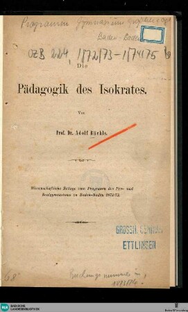 Die Pädagogik des Isokrates