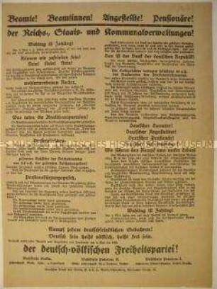 Wahlpropaganda der Deutschvölkischen Freiheitspartei zur Reichstagswahl 1924