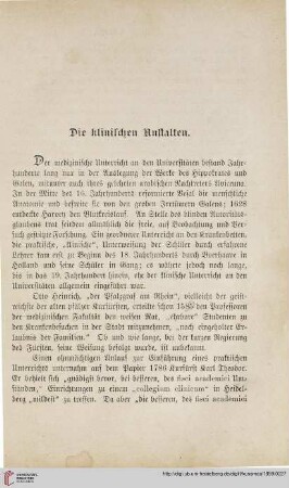 Die klinischen Anstalten