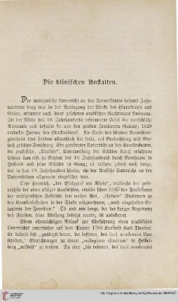 Die klinischen Anstalten