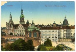 Dresden. Königliches Schloss und Taschenberg-Palais, links Zwinger