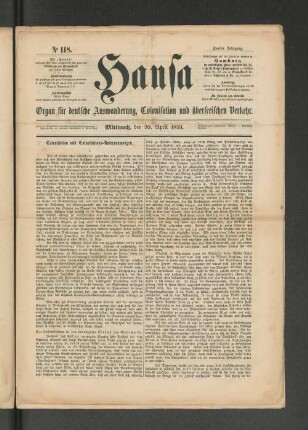 No. 118. Mittwoch, den 20. April 1853.