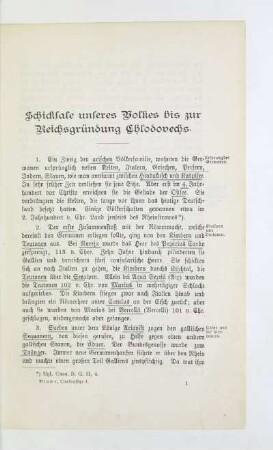 Schicksale unseres Volkes bis zur Reichsgründung Chlodovechs