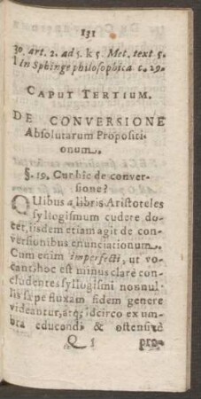Caput Tertium. De Conversione Absolutarum Propositionum.
