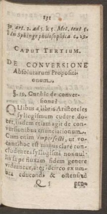 Caput Tertium. De Conversione Absolutarum Propositionum.